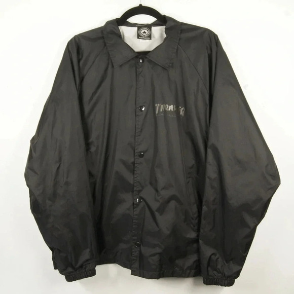 Vintage 90s Thrasher  Skateboard Pentagram Black Bomber Windbreaker Jacket - Picture 2 of 4